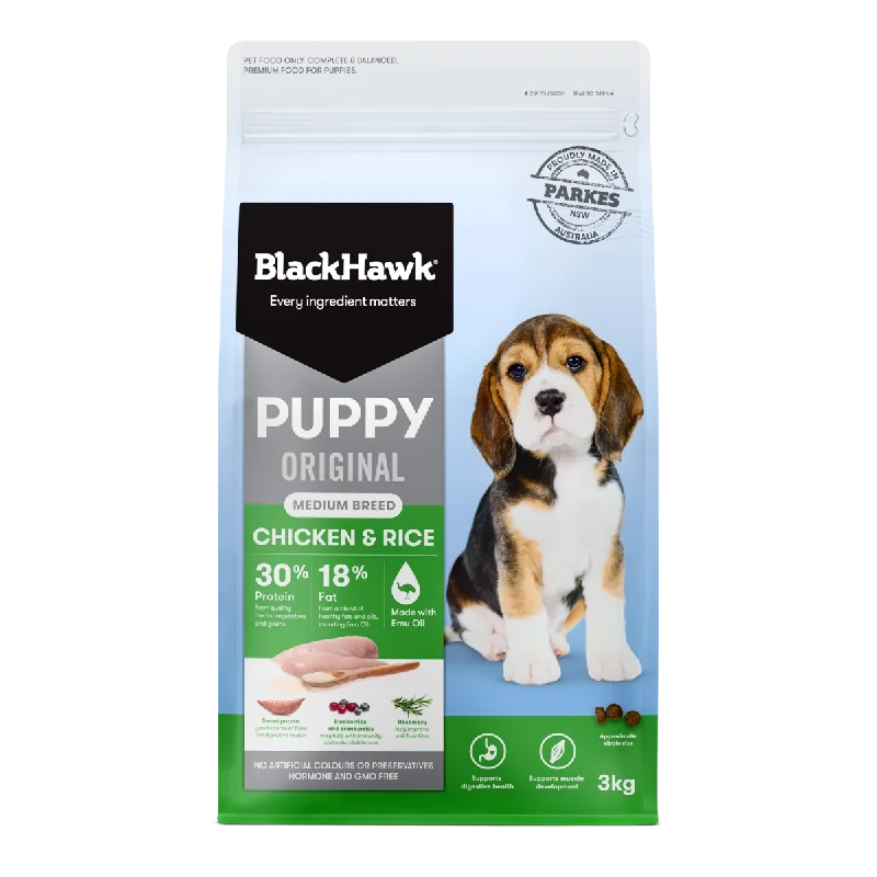 Black Hawk Puppy Chicken and Rice Medium Breed Dry Dog Food 20kg