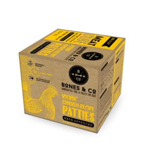 BONES & CO DOG CHICKEN PATTIES BULK BOX FROZEN 18LB