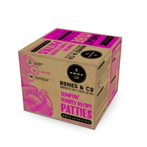 BONES & CO DOG TURKEY PATTIES BULK BOX FROZEN 18LB