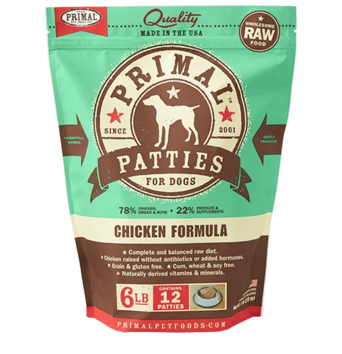 Chicken Patties Grain-Free Frozen Raw Dog Food, 6#