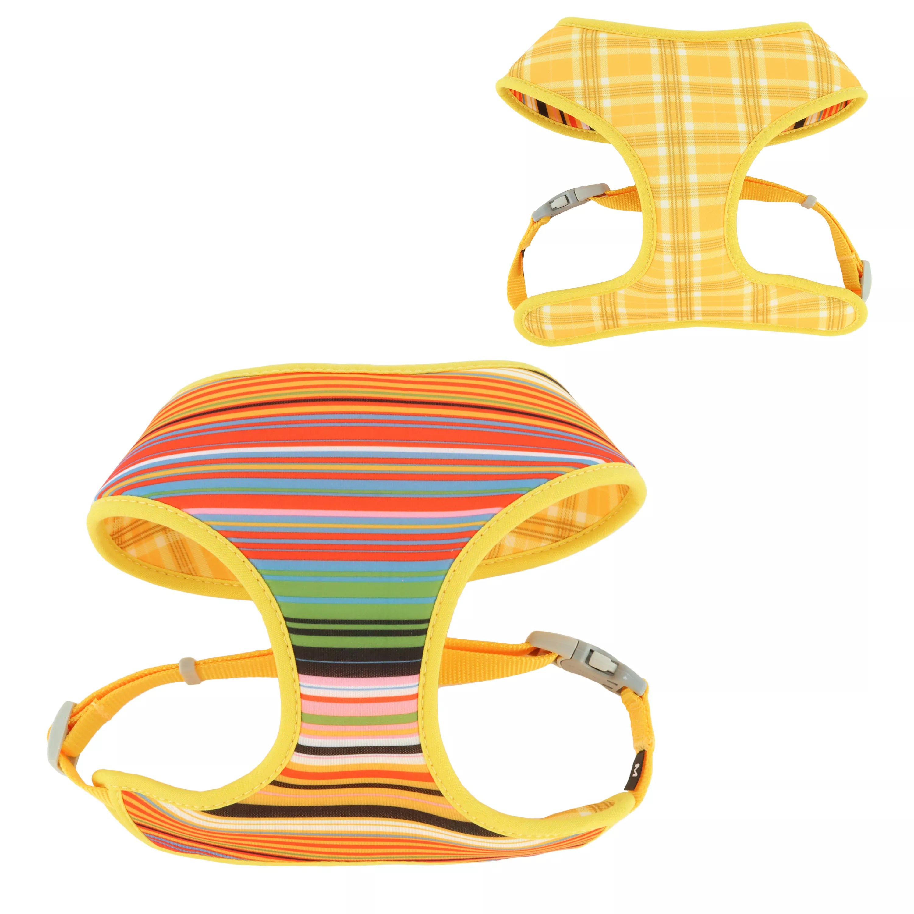 Coastal Sublime Adjustable Dog Harness - Sublime Stripe with Gold Plaid