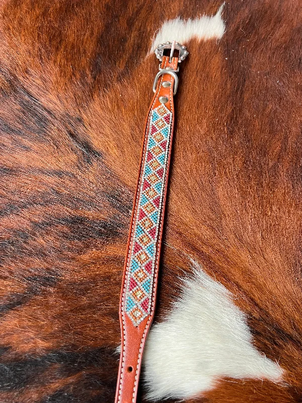 Crystal Rhinestone Collar -Maroon & Blue