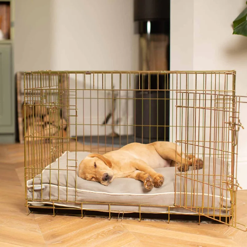 Gold Dog Crate with Cushion in Savanna by Lords & Labradors