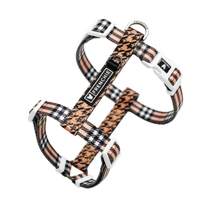 Frenchie Strap Harness - Tan Tartan