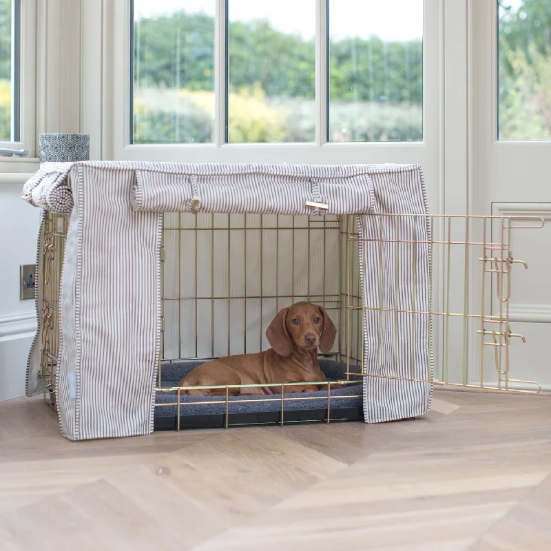 Gold Dog Crate with Crate Cover in Regency Stripe by Lords & Labradors