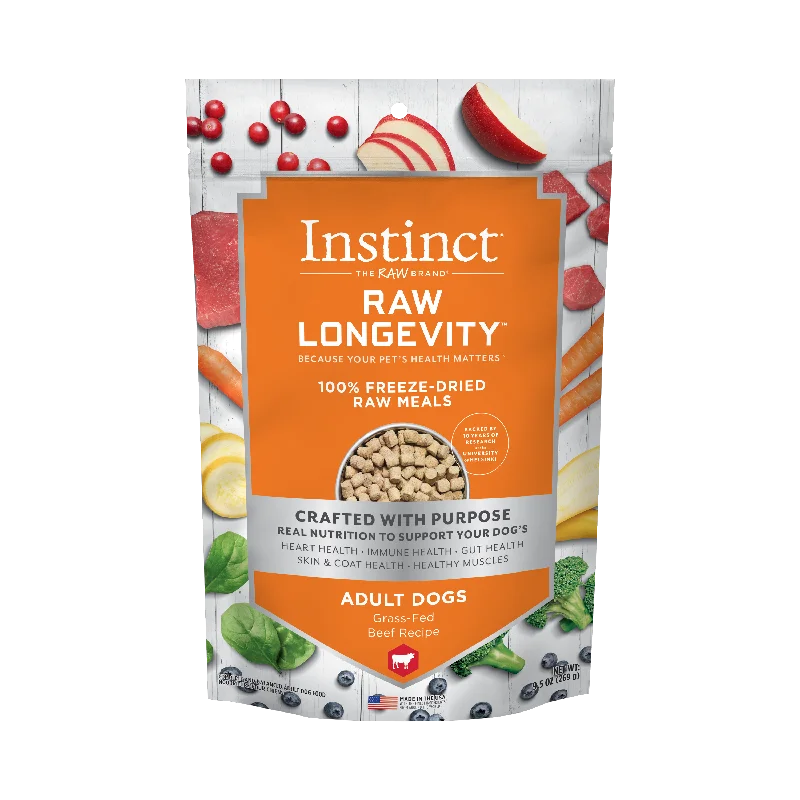 Instinct Raw Longevity Adult Freeze-Dried Beef Bites Dog Food, 9.5 oz. Bag