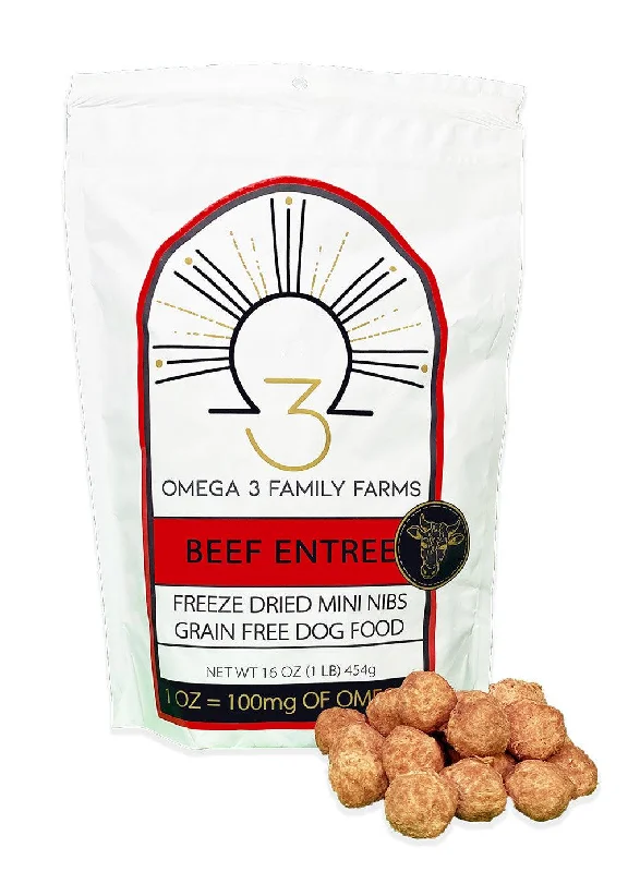 O3 Beef Entrée Freeze Dried Dog Food 16oz Bag