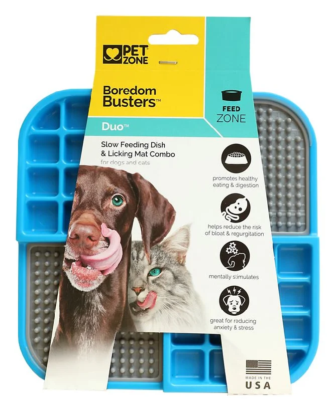 Pet Zone® Boredom Busterz™ Blue Duo Slow feeder Licking Mat