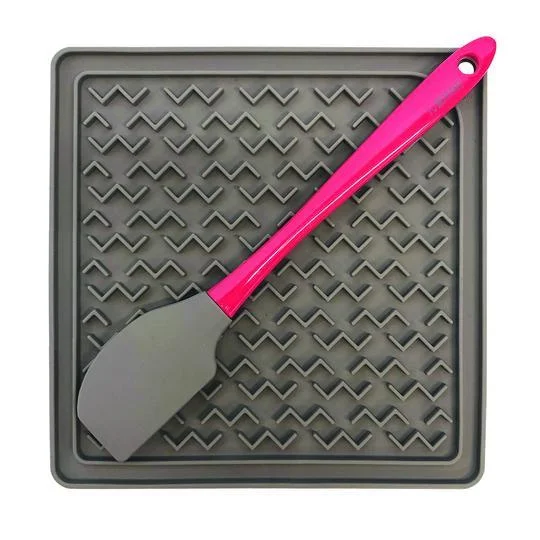 Silicone Therapeutic Licking Mat with Silicone Spatula