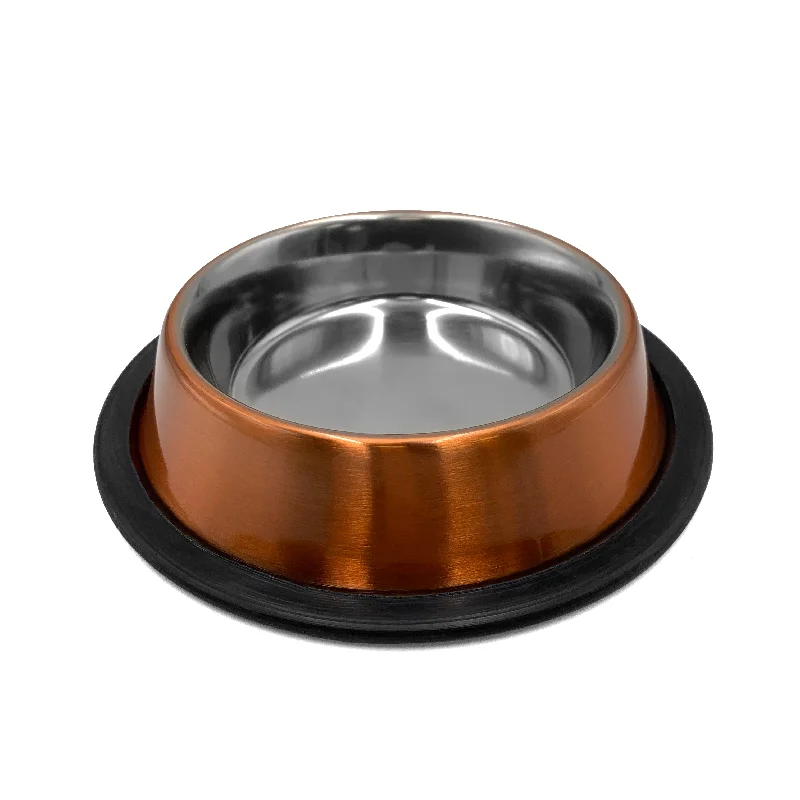 STAINLESS STEEL, ANTI-SKID DOG BOWL AUTUMN ORANGE