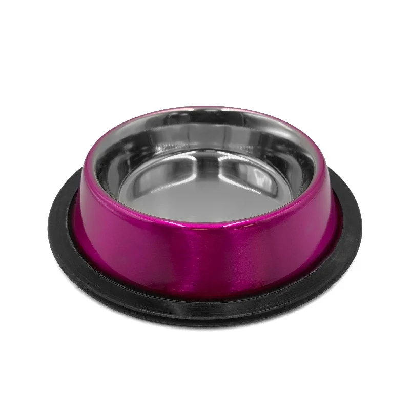 STAINLESS STEEL, ANTI-SKID DOG BOWL LILAC