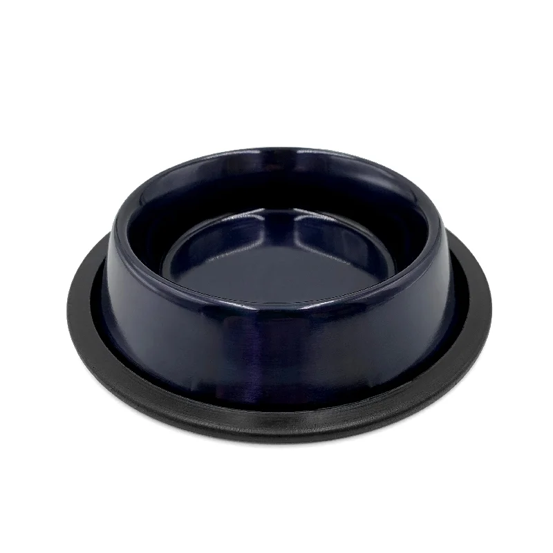 STAINLESS STEEL, ANTI-SKID DOG BOWL MIDNIGHT BLACK