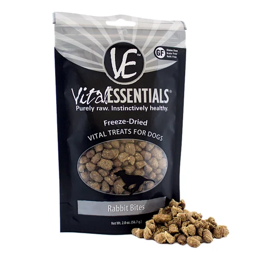 Vital Essentials Freeze Dried Rabbit Bites Treats for Dogs