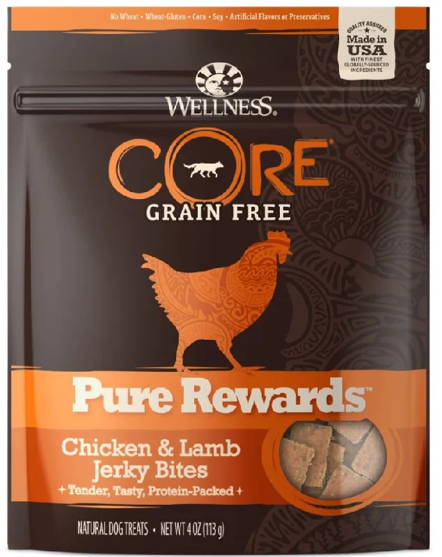 Wellness CORE Natural Grain Free Pure Rewards Chicken and Lamb Recipe Jerky Bites Dog Treats