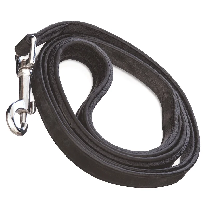 Black Padded Leather Leash, 5/8" x 4'