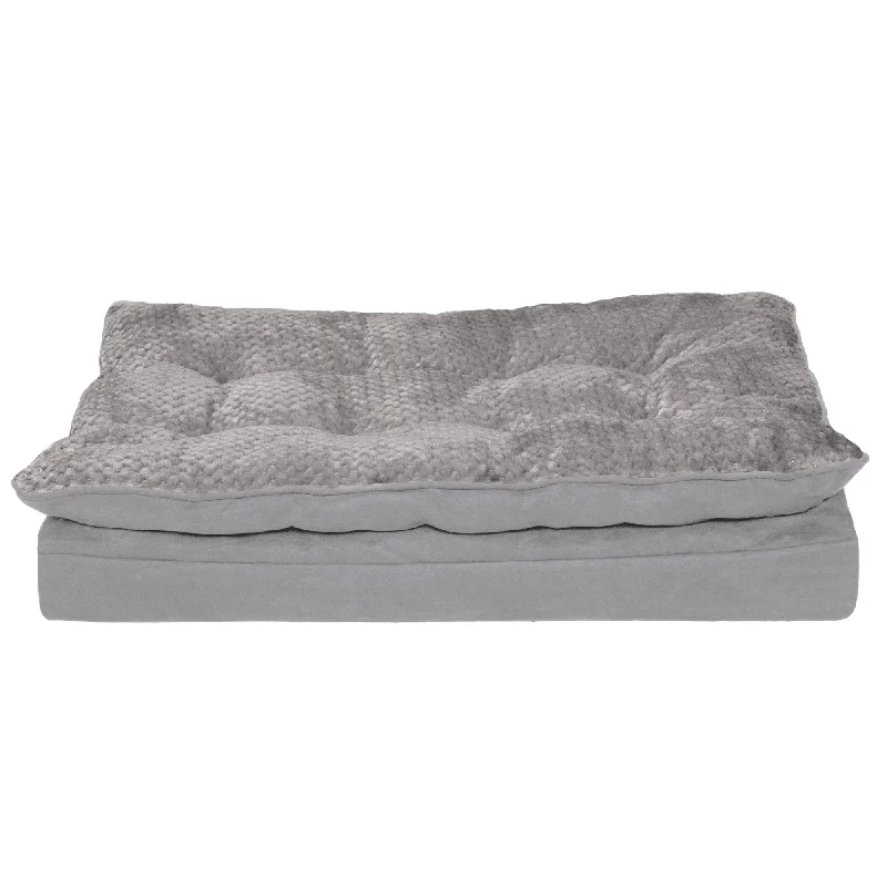 Deluxe Mattress Dog Bed - Minky Faux Fur and Suede Pillow Top