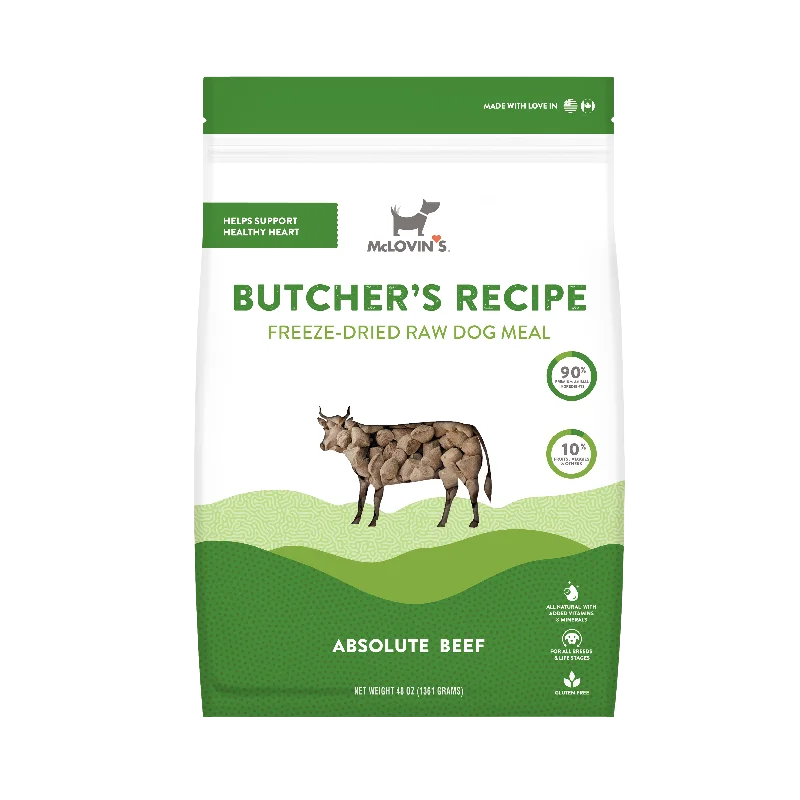 Freeze Dried Butcher's Absolute Beef Recipe | Dog Full Meal and Mixer, 48 oz