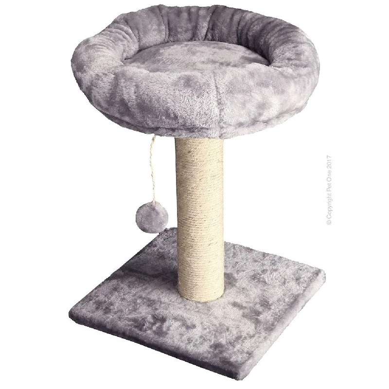 Pet One Scratching Post With Bed Grey*