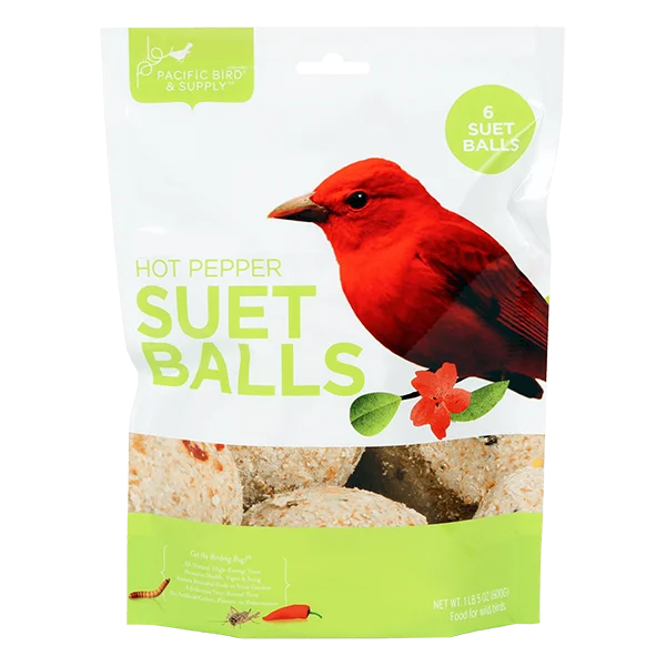 Pacific Bird Soldier Fly & Hot Pepper Suet Balls For Wild Birds, 6pk