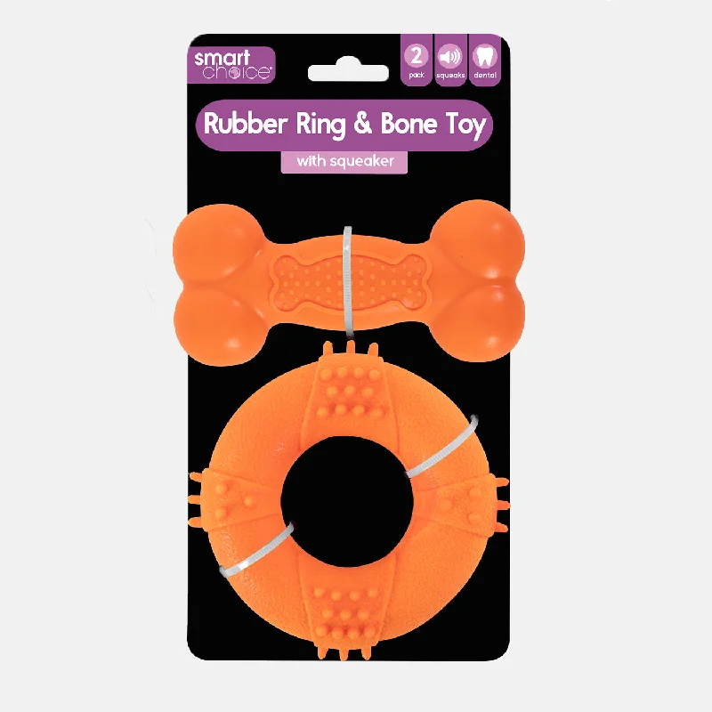 Rubber Ring & Bone Dog Toy Set