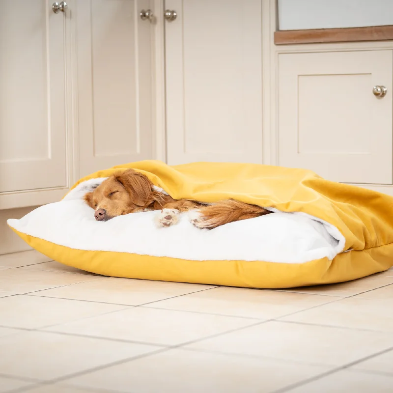 Sleepy Burrows Bed In Saffron Velvet by Lords & Labradors