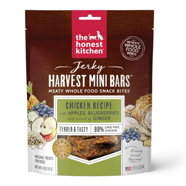 The Honest Kitchen Jerky Harvest Mini Bars Chicken, Apple & Blueberry Recipe Dog Treat, 4oz