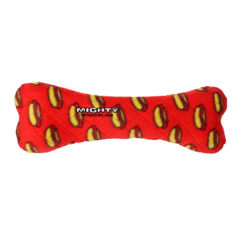 Tuffy Dog Toys - VIP Products - Mighty Bone - Red, Durable, Squeaky Dog Toy, No Stuffing