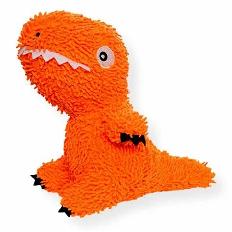 Tuffy Mighty Microfiber Ball Durable Squeaky Plush Dog Toy, Orange T-Rex