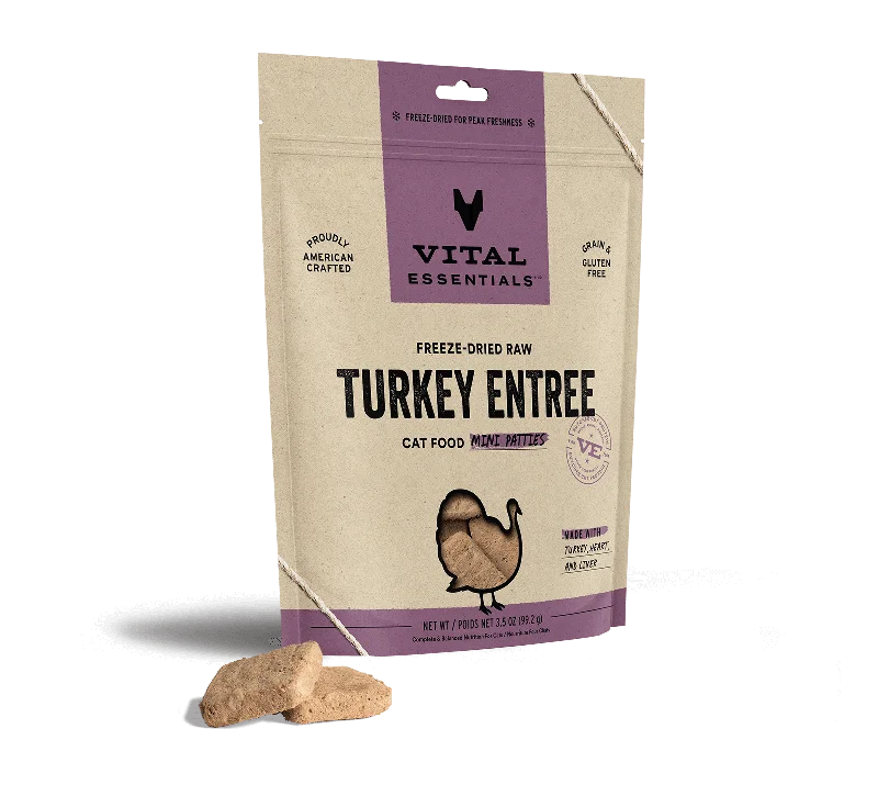 Vital Essentials Turkey Entree Mini Patties Freeze-Dried Raw Cat Food