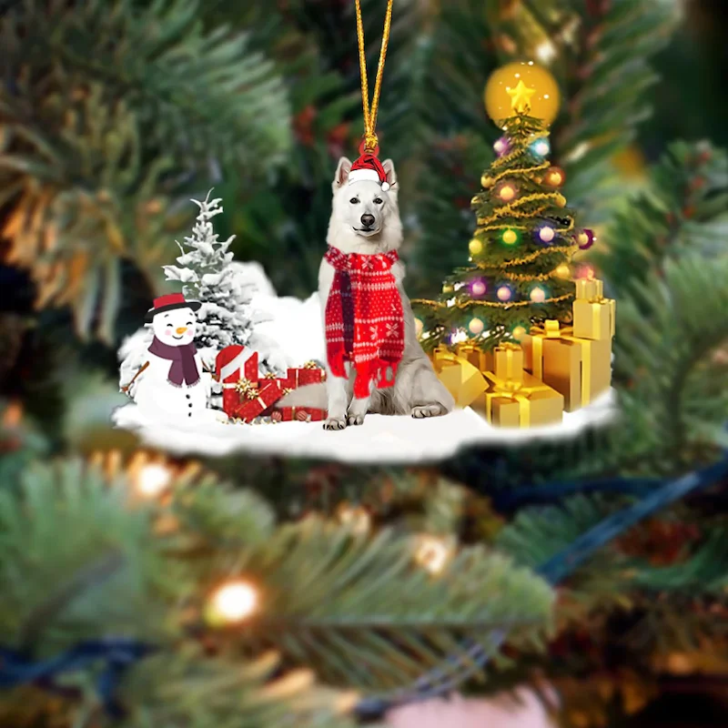 White German Shepherd Christmas Ornament SM127