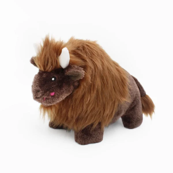 ZippyPaws Wooliez Plush Dog Toy, Billie the Bison